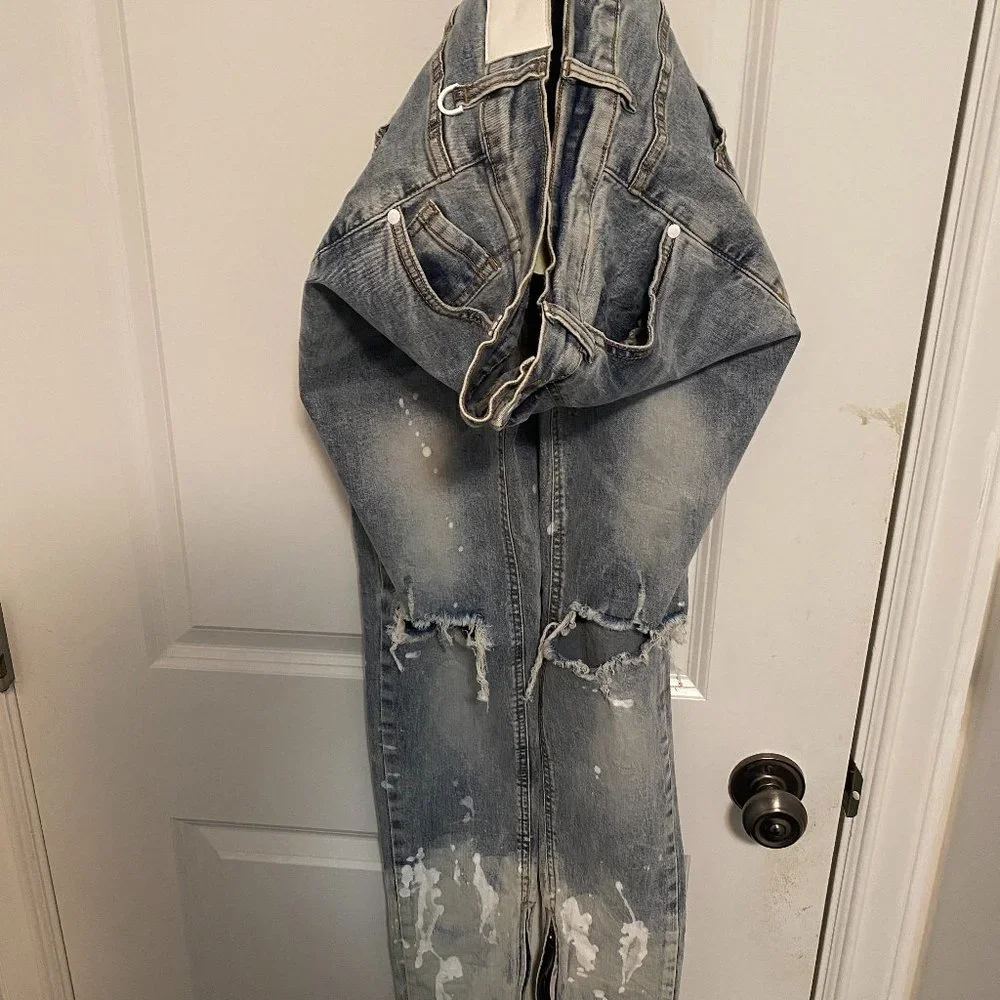 KDNK Ripped Paint Splatter Ripped Skinny Jeans - Picture 1 of 3